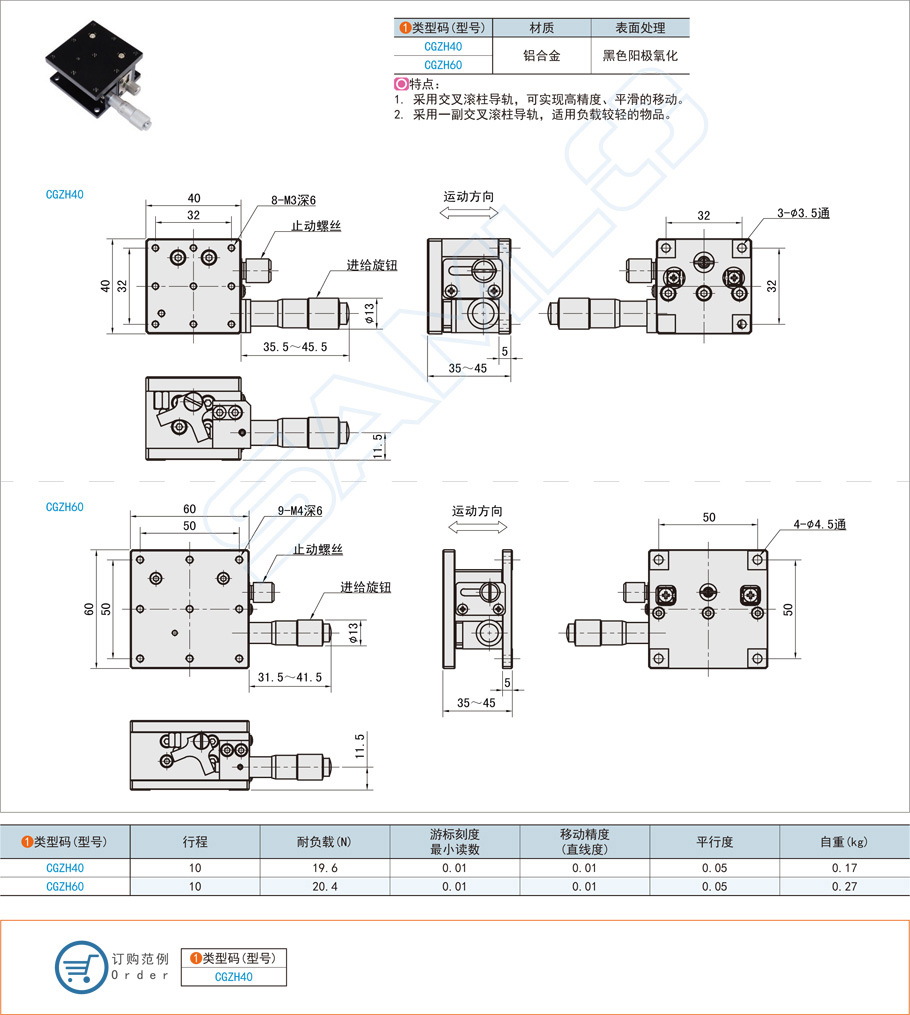 水平安裝面單導(dǎo)軌型交叉滾柱型Z軸滑臺的組成