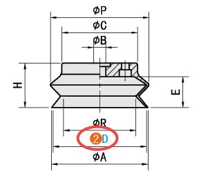 D（吸盤直徑）