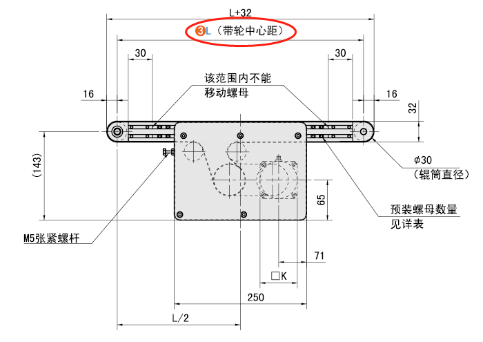 L（帶輪中心距）