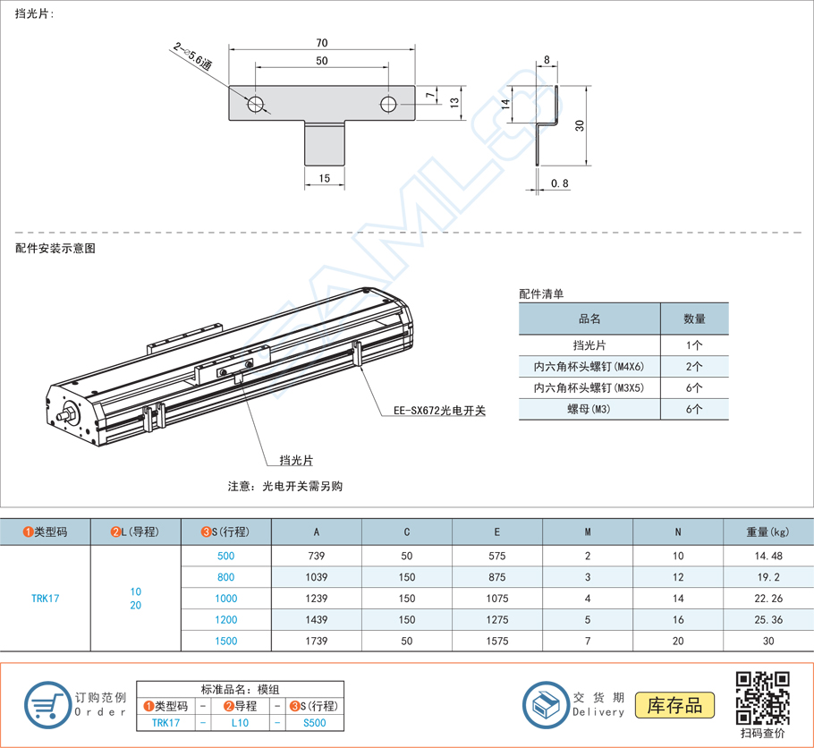 上隆自動(dòng)化全封閉直線模組-TRK17系列參數(shù)尺寸