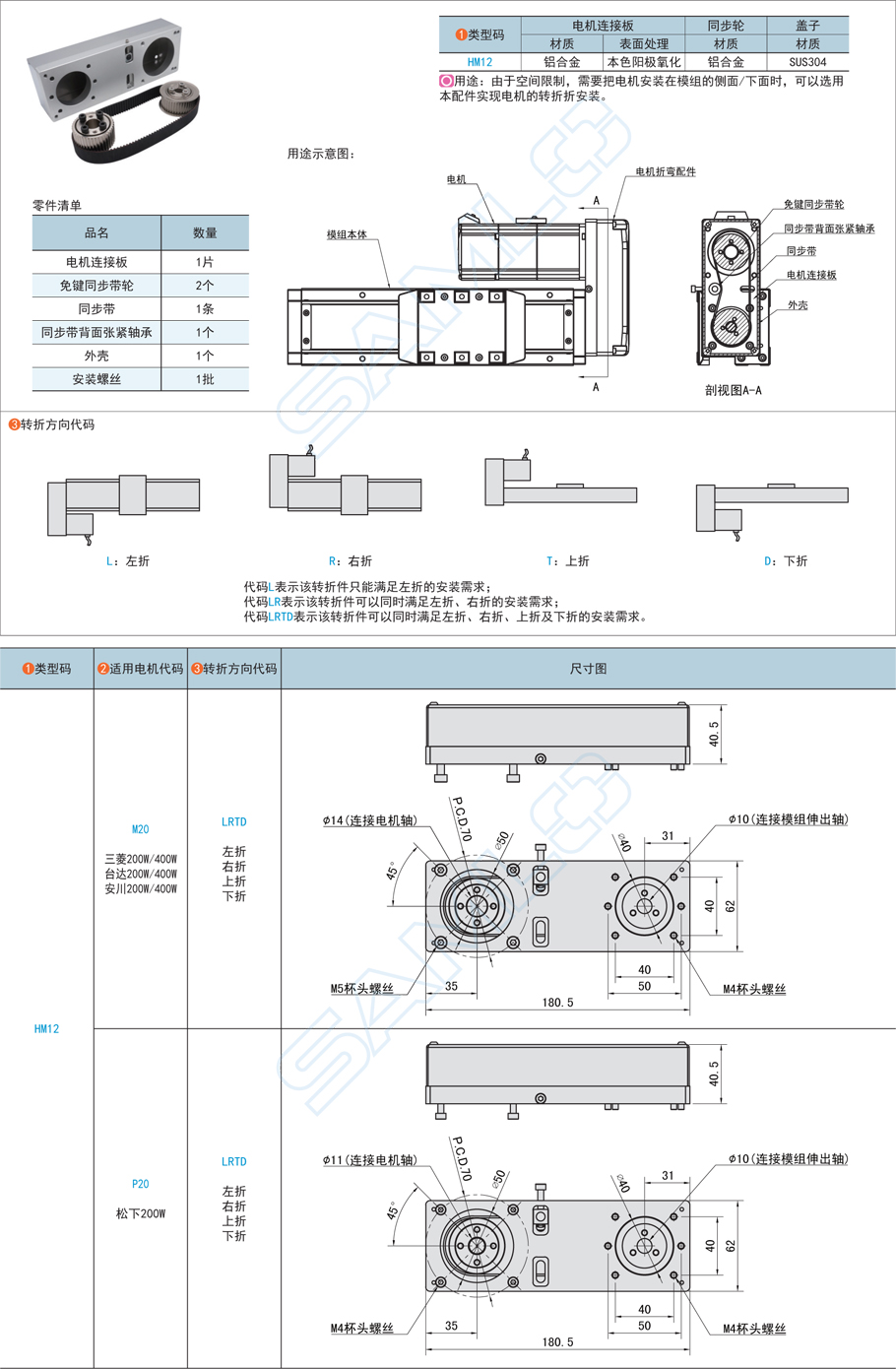 上隆電機(jī)折彎模組配件-適配TRG12鋁合金材質(zhì)