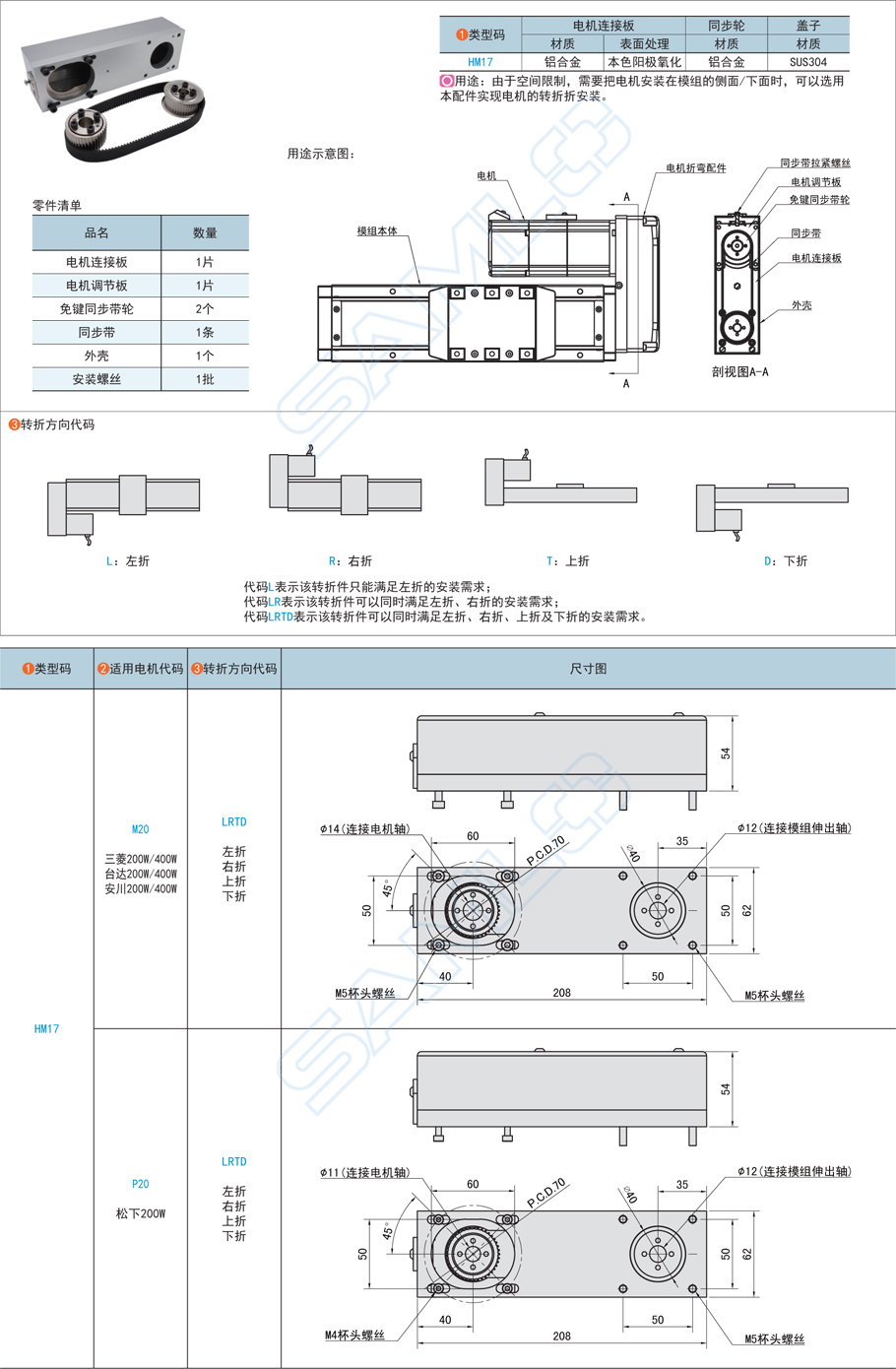 上隆電機折彎模組配件-適配TRK17鋁合金材質(zhì)