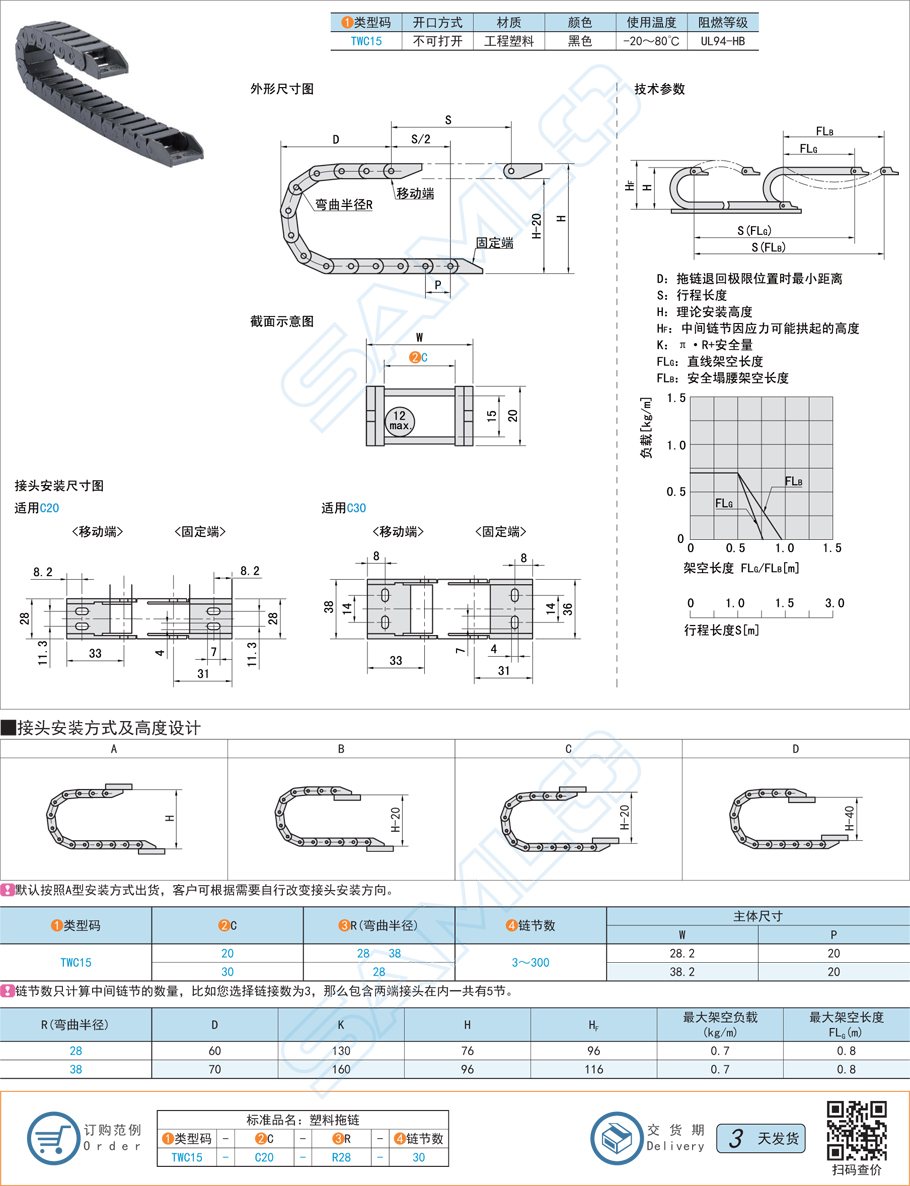 坦克鏈-拖鏈-內(nèi)高15不可打開型-電纜保護(hù)鏈規(guī)格參數(shù)尺寸