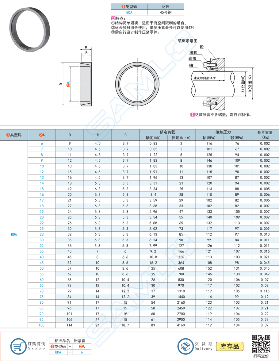 脹緊連接套-緊湊型規(guī)格參數(shù)尺寸