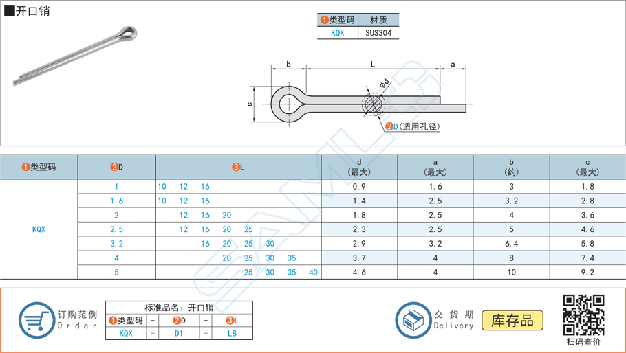 開口銷KQX規(guī)格參數(shù)尺寸材質(zhì)