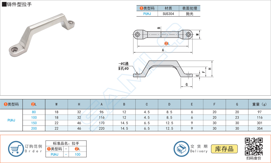 鑄件型拉手門把手規(guī)格參數(shù)尺寸材質(zhì)