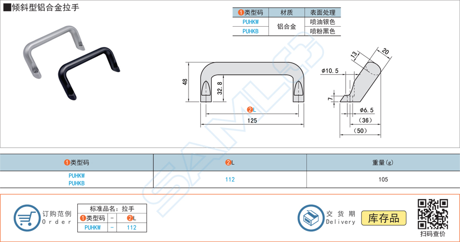 傾斜型鋁合金拉手門(mén)把手-PUHKW規(guī)格參數(shù)尺寸材質(zhì)